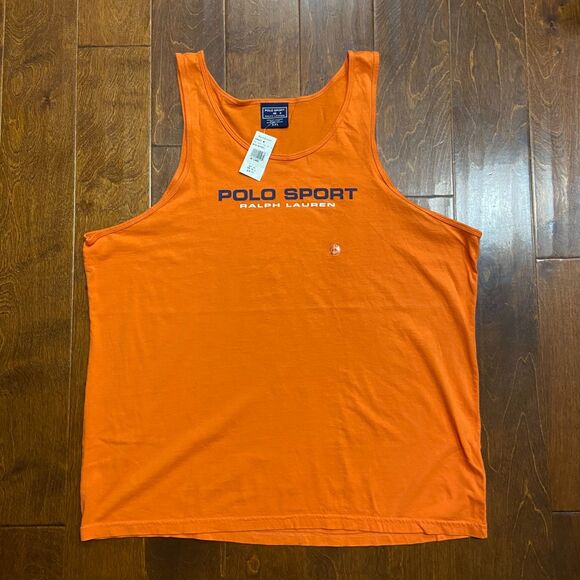 Polo Sport Ralph Lauren NWT Vintage Orange Blue Tank Top Men's Size XXL - Picture 3 of 7